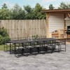 vidaXL Patio Dining Set with Cushions Outdoor Table and Chair Black Poly Rattan - 2 of 4