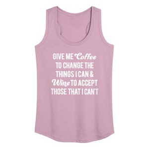 Women's - Instant Message - Give Me Coffee Wine Graphic Racerback Tank - 1 of 4