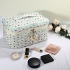 Unique Bargains Large Travel Aesthetic Cute Floral Pattern Cotton Makeup Bags and Organizers Blue - 4 of 4