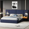 GDFStudio Salome 3pcs Velvet Upholstered Bedroom Furniture Set with Two LED Nightstands - 2 of 4