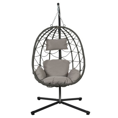 Maggift Patio Seating Sets Steel，Garden，Balcony and Outdoor Hanging Egg Chair With Iron Frame, Gray, 39.3"*37"*74.8"