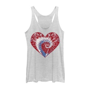Women's Lost Gods Fourth of July  Tie-Dye Heart Racerback Tank Top - 1 of 3