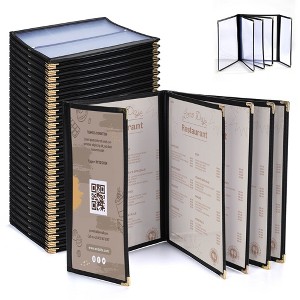 WeChef 30 Pcs Menu Covers 8.5x11" 5 Page 10 View & 4.25x11" Half Page Wine List - 1 of 4