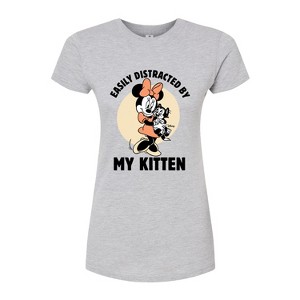 Women's - Disney Classics - Easily Distracted By Kittens Minnie Fitted Graphic T-Shirt - 1 of 3