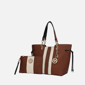 MKF Collection Holland Tote Bag with Wristlet by Mia K - Cognac - 1 of 4