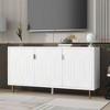 65" TV Stand with Three Doors and Adjustable Shelves for TVs up to 70", Sideboard Cabinet with Metal Legs for Living Room - 2 of 4