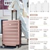 Syemin Luggage Hardshell Luggage Set 3 Piece Durable ABS and PC Travel Suitcase with Spinner Wheels for Men Women, Gold, 19.5"*11.3"*29.4" - 3 of 4