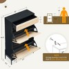 GustoWave 2 Flip Drawers Shoe Storage Cabinet with 1 Drawer, Rattan Shoe Organizer with Metal Legs, Freestanding Narrow Shoe Rack Cabinet - 2 of 4