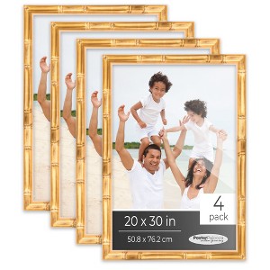 PosterPalooza | Pack of 4 Gold Bamboo Picture Frames | Solid Wood | UV-Resistant Acrylic | Easy Gallery Wall - 1 of 4