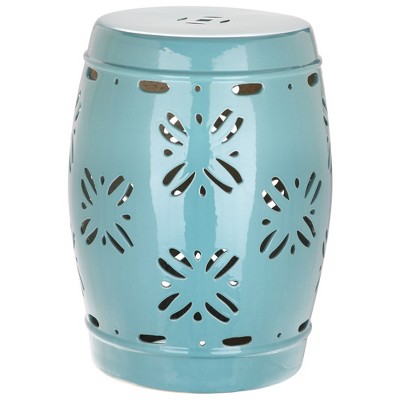 Alzira Garden Stool - Blue  - Safavieh