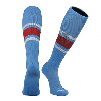 MK Socks Competitor OTC Baseball, Football Socks - Columbia Blue White Red