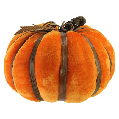 Melrose 8.5" Autumn Striped Pumpkin Halloween Decoration - Orange/Brown