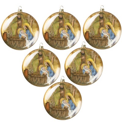 Sullivans Set of 6 Nativity Disc Ornament Kit 5"H Silver