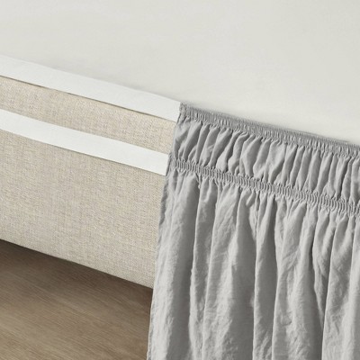 Light Gray Ruched Ruffle Elastic Easy Wrap Around Bed Skirt