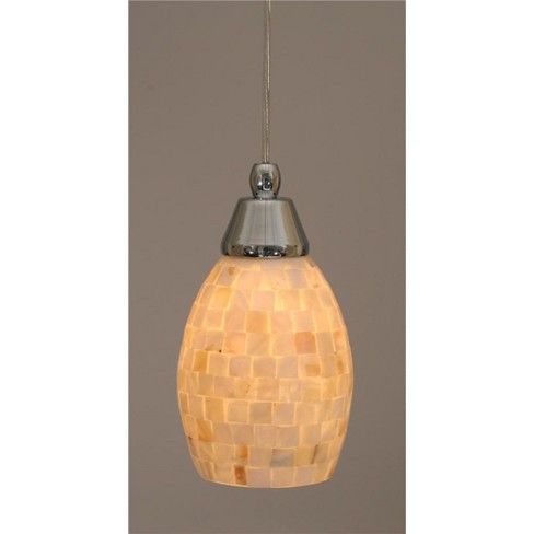 Toltec Lighting Any 1 - Light Pendant in  Chrome with 5" Ivory Glaze Seashell Shade - image 1 of 1