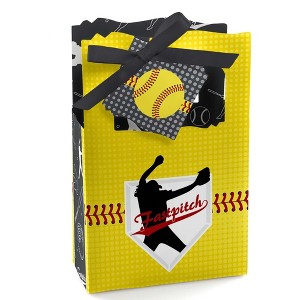 Big Dot of Happiness Grand Slam - Fastpitch Softball - Birthday Party or Baby Shower Favor Boxes - Set of 12 - 1 of 4