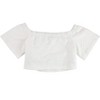 GUESS Womens Katia Textured Crop Top Blouse, White, Large - 2 of 2