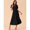 Seta T Women's Casual Short Sleeve Wrap V Neck Flowy Pleated Midi Dress with Belt - 3 of 4