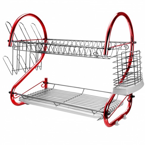 Megachef 16 Inch Two Shelf Dish Rack In Red : Target