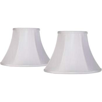 Imperial Shade Set of 2 Bell Lamp Shades White Small 6" Top x 12" Bottom x 9" Slant Spider with Replacement Harp and Finial Fitting
