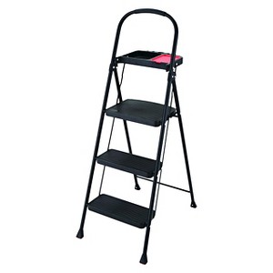 Rubbermaid 3-Step Steel Step Stool with Project Tray: Folding Ladder, 225 lb Capacity, No Assembly Required, Black - 1 of 4