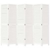 vidaXL Solid Paulownia Wood Room Divider - 6 Panel, White, Folding Privacy Screen for Bedroom/Living Room/Office, 210-215x180cm - 4 of 4