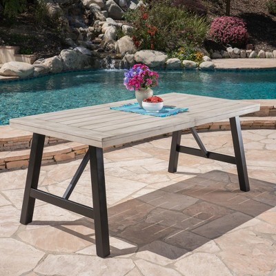 Dining Table, Acacia Wood Picnic Table, Water-proof & Sunproof Tabletop, 300 Pound Weight Capacity