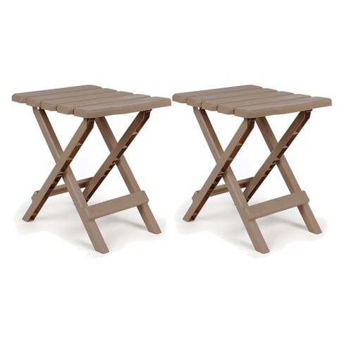 Camco Adirondack Portable Outdoor Camping Small Weatherproof Rustproof Durable Plastic Folding Side Table For Indoor And Outdoor Use 2 Pack Taupe Target