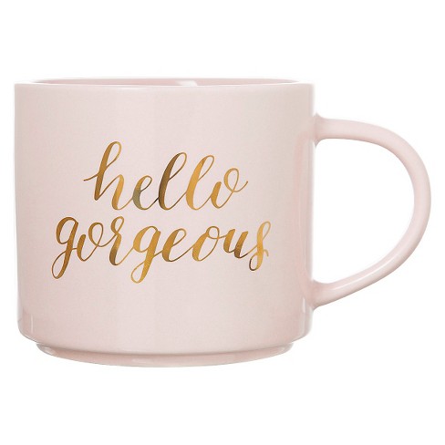 15oz Porcelain Hello Gorgeous Stackable Mug Pink/Gold - Threshold™ - image 1 of 1
