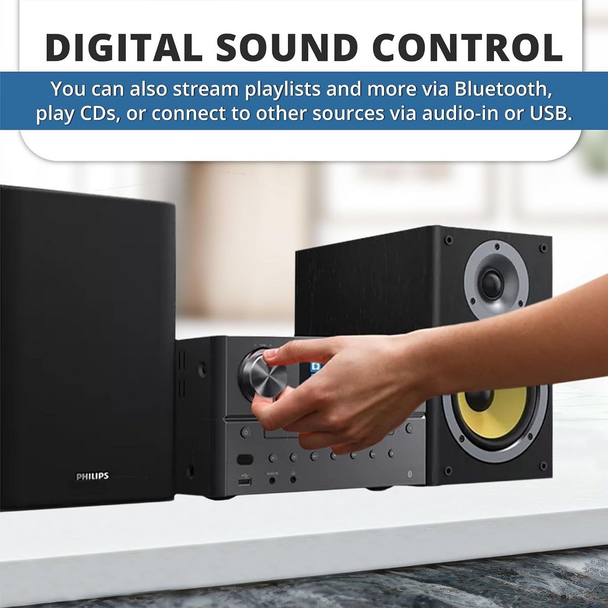 PHILIPS Bluetooth & Wi-Fi Stereo System with CD Player, Spotify Connect, Internet Radio, FM Radio, MP3/USB Playback, Rich Bass, Hi-Fi Speakers, 100W - thumbnail 5