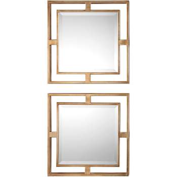 Uttermost Allick Antiqued Gold Leaf 18" Square Wall Mirror Set of 2