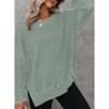 Coolmee Womens Waffle Knit Crewneck Sweatshirts Long Sleeve Side Slits Casual Pullover Sweatshirt Tops - 4 of 4