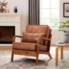 EROMMY Mid Century Solid Wood Accent Chair Upholstered Armchair With Lumbar Support Pillow - 2 of 4