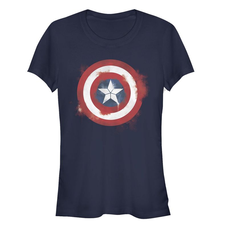 Juniors Womens Marvel Avengers: Endgame Cap Smudged Shield T-Shirt, 1 of 4