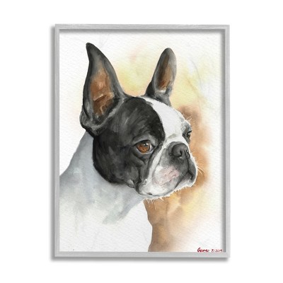 Stupell Industries Boston Terrier Pet Dog Portrait Black Brown