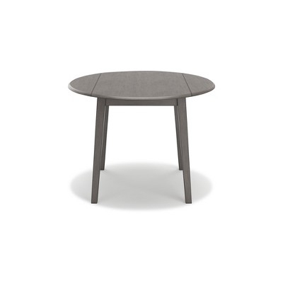 Gray Round Extendable Wood Dining Table with Drop Leaves