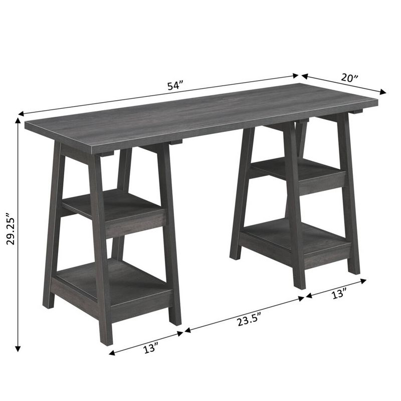 Designs2Go Double Trestle Desk with Shelves - Breighton Home, 6 of 9