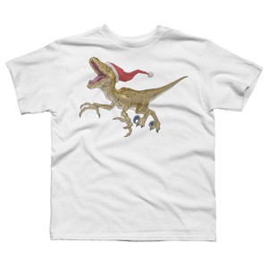 Boy's Design By Humans Christmas Velociraptor By Ayota T-Shirt - 1 of 3