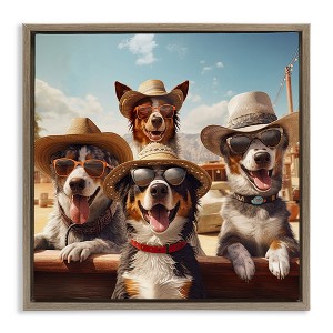 Stupell Industries Southwestern Cowboy Dogs Black Floater Framed Canvas Wall Art - 1 of 4