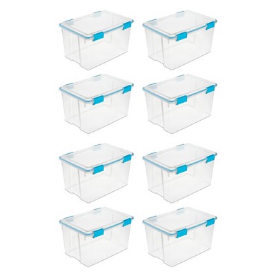 54 Quart Clear Plastic Stackable Storage Bins with Latch Lids