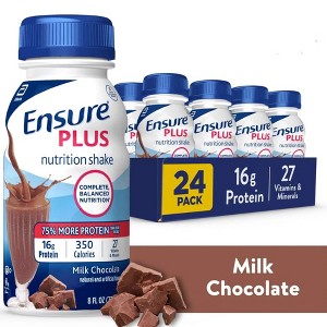 Ensure Plus Meal Replacement Nutrition Shake Bottles, Milk Chocolate, 16g Protein, 8 oz, Case of 24 - 1 of 4