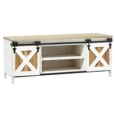 Farmhouse Wooden Bench Cabinet White - Olivia & May