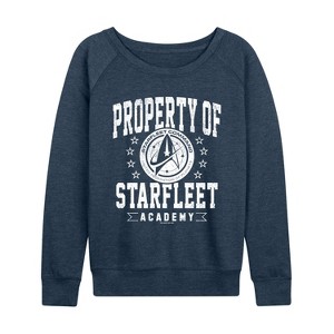 Women's - Star Trek - Property of Starfleet Lightweight French Terry Wide Neck Long Sleeve Graphic Shirt - 1 of 4