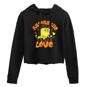 Women's - SpongeBob SquarePants - Absorb The Love Cropped Graphic Hoodie - 1 of 4