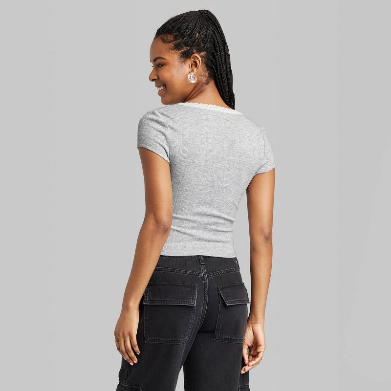 Women's Short Sleeve Pointelle Rosette T-Shirt - Wild Fable™, 4 of 10
