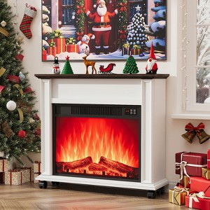 Electric Fireplace with 23 Inch Mantel, Farmhouse Electric Fireplaces TV Stand with Removable Roller for Living Room - 1 of 1