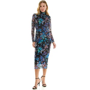 Harlow & Rose Womens Mock Neck Long Sleeve Midi Dress - 1 of 4