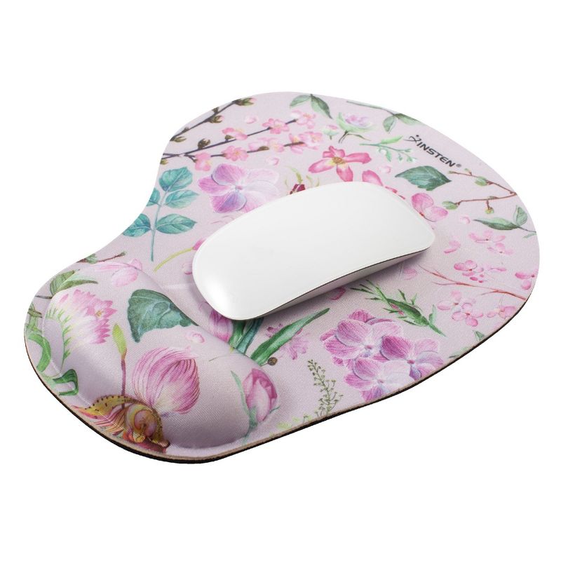 Insten Floral Mouse Pad with Wrist Support Rest, Ergonomic Support, Pain Relief Memory Foam, Non-Slip Rubber Base, Arc L, 3 of 10