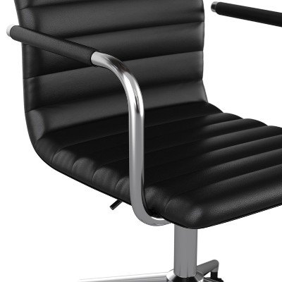 Black Faux Leather Executive Swivel Office Chair with Polished Nickel Frame