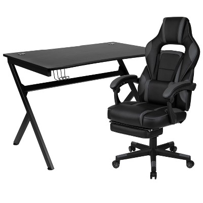 Flash Furniture Gaming Desk And Camouflageblack Racing Chair Set Cup  Holderheadphone Hookremovable Mouse Pad Top 2 Wire Management Holes